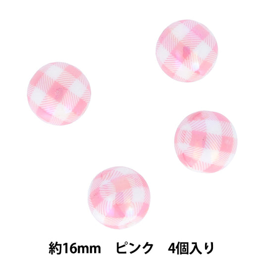 Craft parts "Paint"Beads checkBeads 16mm Pink PTB-09" KIYOHARA