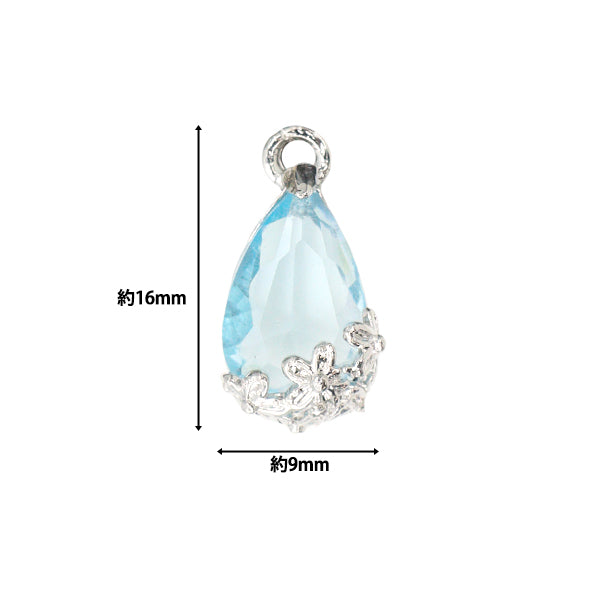 アクセサリー素材 『ビジューフラワーパーツ ドロップ 2個入 シルバー×アクア GN-28-20S-03S』