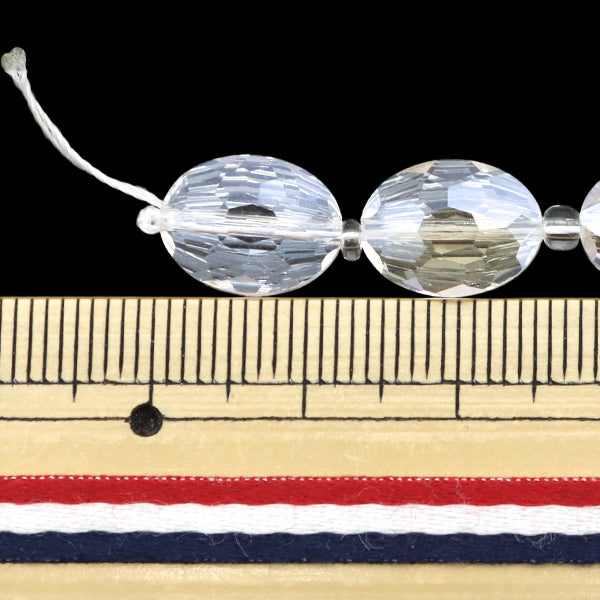 ビーズ 『ガラスビーズ オーバルカット 12mm クリスタルオーロラ JIN24-G-8』