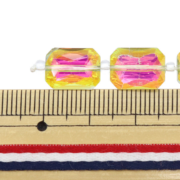 ビーズ 『ガラスビーズ レクタングルカット 9×12mm オーロラ JIN24-G-41』