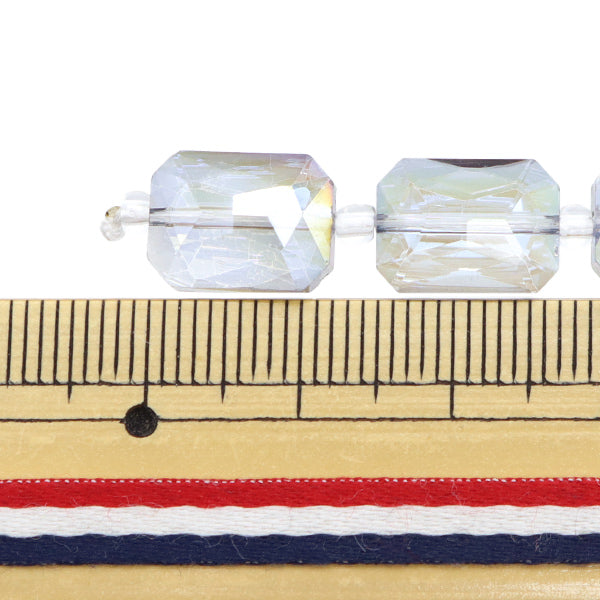 ビーズ 『ガラスビーズ レクタングルカット 9×12mm ブルーオーロラ JIN24-G-43』