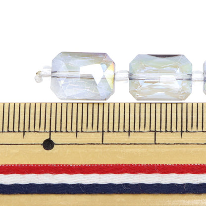 ビーズ 『ガラスビーズ レクタングルカット 9×12mm ブルーオーロラ JIN24-G-43』