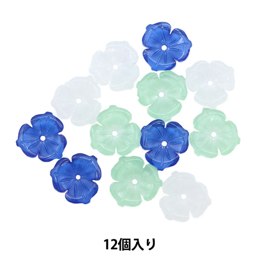 Accessory material "Acrylic flower mix blue 12 pieces Chkf-21A-01A"