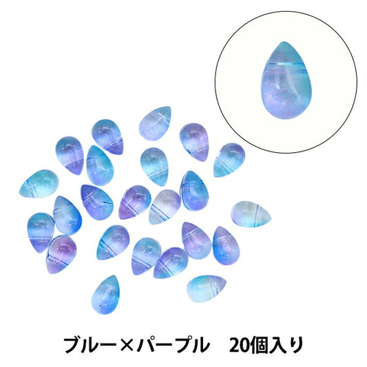 Accessory material "glassBeads Shizuku side hole blue x 20 pieces B312 "