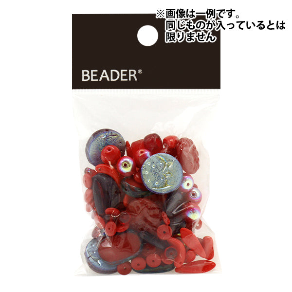 ビーズ 『チェコビーズ ミックスアソートパック 50g レッド MIX-RED-1』