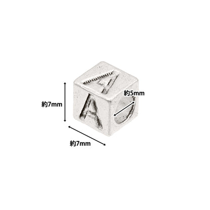 珠子 “金属珠子 字母珠子 答：大约7 x 7毫米，10件，马尔凯纳特