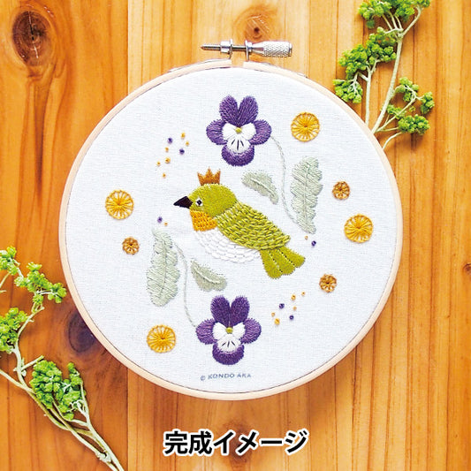 [With videos] embroidery kit "Kondo Zhu French embroidery Viola and white-white embroidery panel AKT-6-2" PIECE Peace