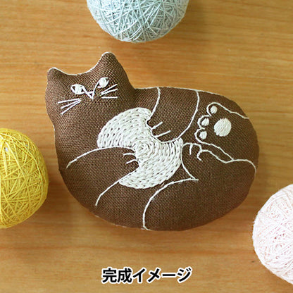 Embroidery kit "nekogao embroidered brooch belly button brown PHC-126-2" Piece