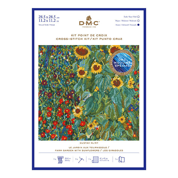 Embroidery kit "Cross stitch kit Klimt THE FARM GARDEN WITH SUNFLOWERS BK1812" DMC DMC