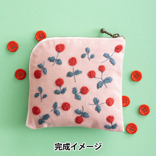 Embroidery kit "Hoshi Akari's embroidery notebook round pouch tree strawberry 564" Totsuka Sashimi