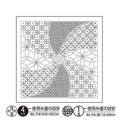 刺绣布 “萨希科花毛巾布包，组合图案，花temari，白色H-1144" Olympus
