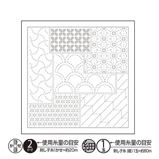 刺绣布 “萨希科花毛巾布包，结合图案，chiyogami，白色，H-1145" Olympus