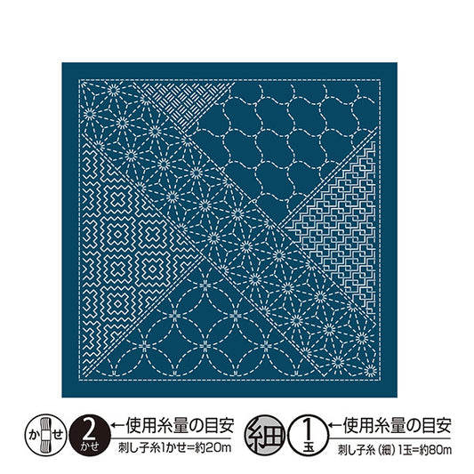 刺绣布 “萨希科花巾布包，图案，镶木，靛蓝，H-2143" Olympus