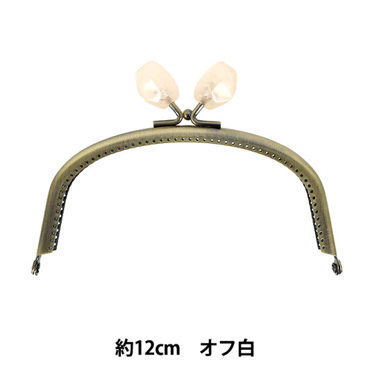 Gamaguchi Metal Fittings 『Gamaguchi Metal FittingsHand-sewn type with happiness ball, antique gold, width approx. 12cm, off white, JTM-B131A"