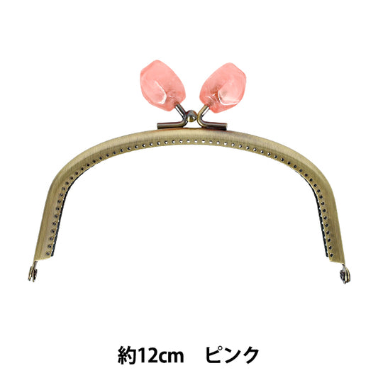 Gamaguchi Metal Fittings 『Gamaguchi Metal FittingsHand-sewn type with happiness ball, antique gold, width approx. 12cm, pink, JTM-B131A"
