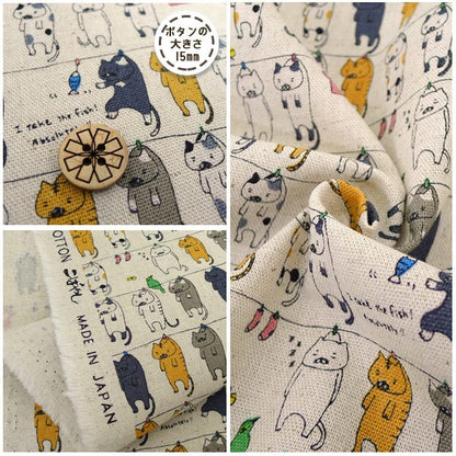 [From quantity 5] Fabric "Cotton linen canvas washing cat KTS6227-A" COTTON KOBAYASHI