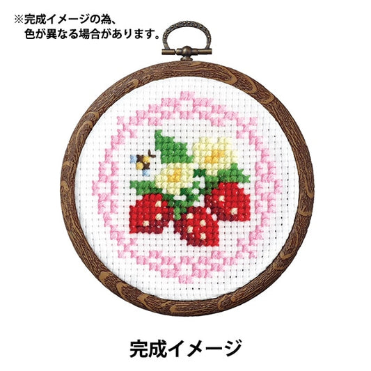 刺绣套件“十字缝刺绣套件套件套件盒坑式水果和花草莓和花边7443” Olympus