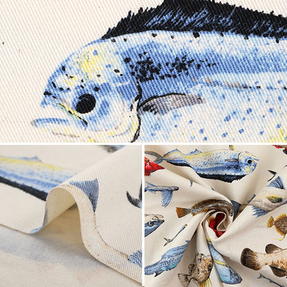 [From quantity 5] Fabric "Twill printFabricTwill fish Fabric Cloth admission Entrance Interior A generated] COTTON KOBAYASHI