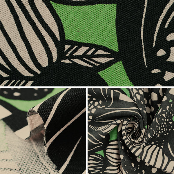 [From quantity 5] Fabric "Cotton hee canvas Artificial Flowers Green Up5678-B COTTON KOBAYASHI