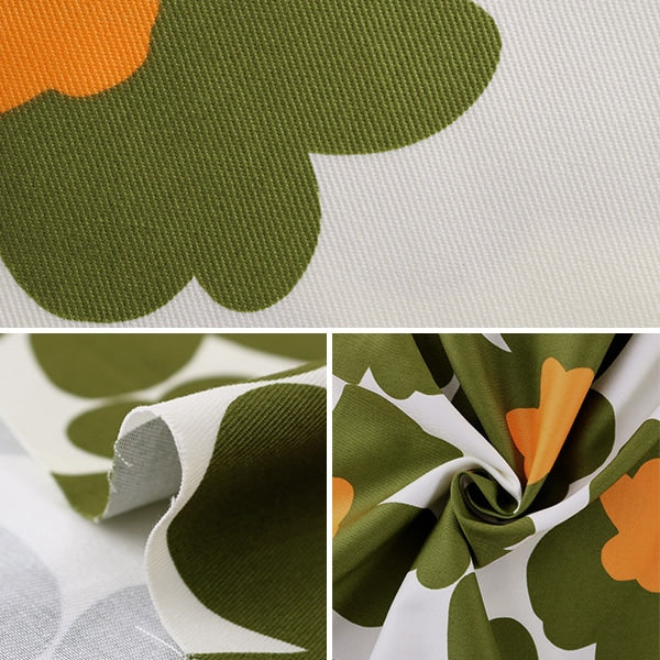 [From quantity 5] Fabric "Twill print Scandinavian flower pattern yellow green KTS3676-H" COTTON KOBAYASHI