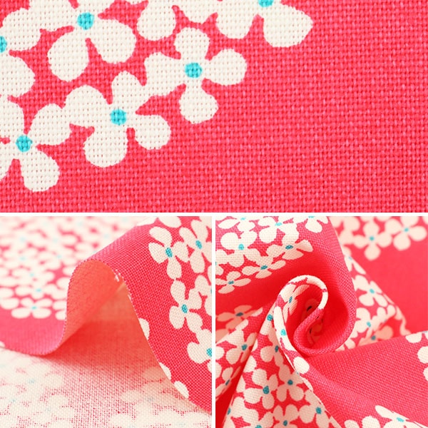 [From quantity 5] Fabric "Ukako Fool No. 10 Canvas Hydrangea Pattern Up5553-B Red" COTTON KOBAYASHI