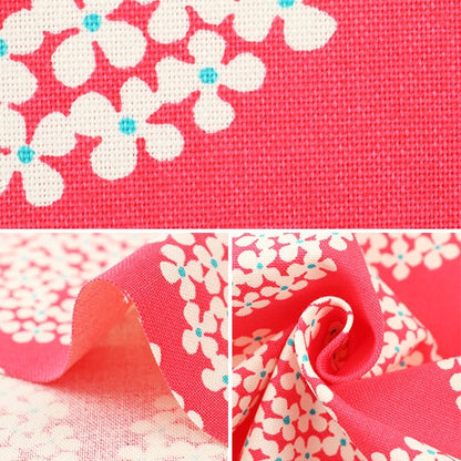 [From quantity 5] Fabric "Ukako Fool No. 10 Canvas Hydrangea Pattern Up5553-B Red" COTTON KOBAYASHI