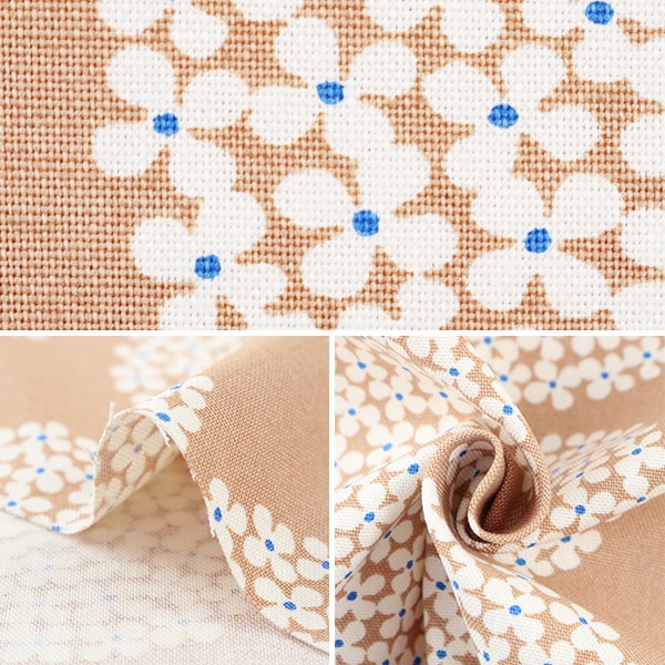 [From quantity 5] Fabric "Ukonoko Fool No. 10 Canvas Hydrangea Pattern Up5553-E Mocha" COTTON KOBAYASHI