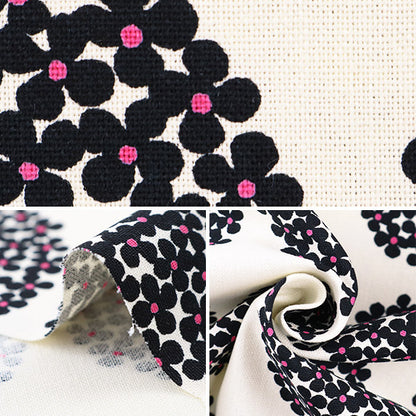 [From quantity 5] Fabric "Ukono cloth 10th canvas hydrangea pattern UP55553-K White x Black" COTTON KOBAYASHI