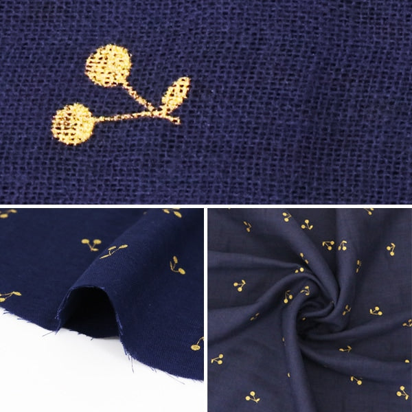 [From quantity 5] Fabric 『double gauze (Double gauze) Lamechy Navy KTS6525-H] COTTON KOBAYASHI