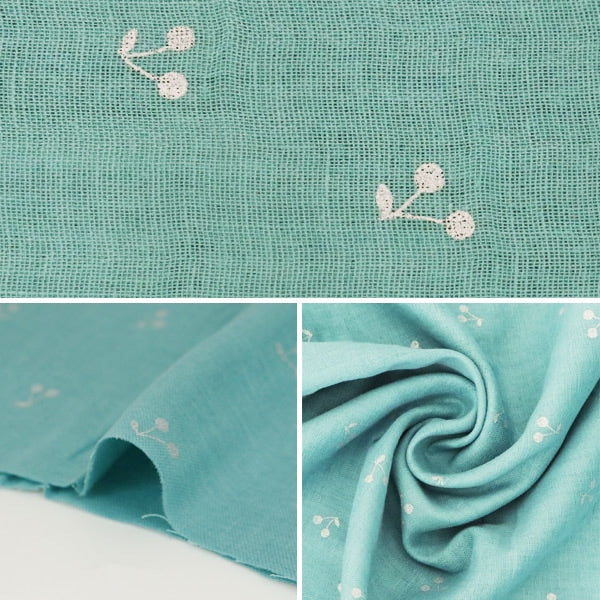[From quantity 5] Fabric 『double gauze (Double gauze) Lamechy Blue Green KTS6525-G] COTTON KOBAYASHI