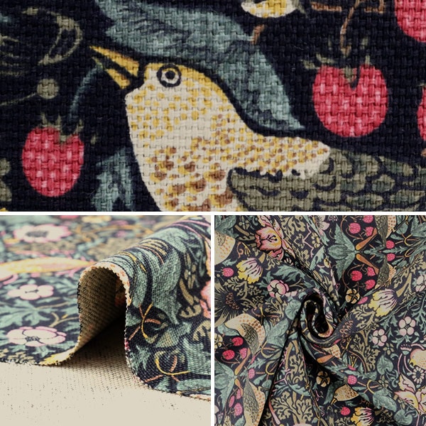 [来自数量5] 织物 “ Moda Fabrics William Morris William Morris草莓小偷锦缎黑色8176-11T”