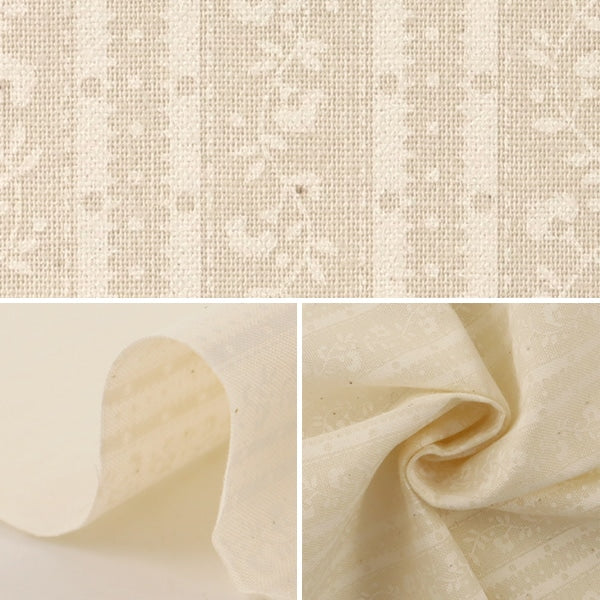 [From quantity 5] Fabric 『Sheeting Lucky print small flower stripe pattern generation (dregs left) x White WD347-3B]