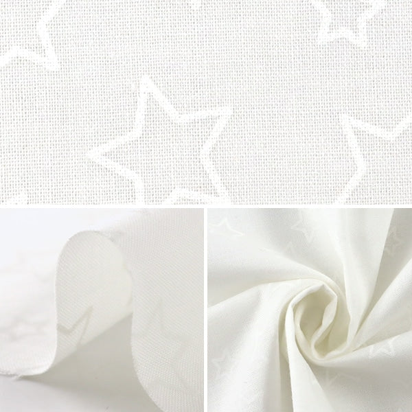 [From quantity 5] Fabric 『Sheeting Lucky Print Star Pattern White x White WD347-4A]