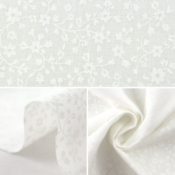 [From quantity 5] Fabric 『Sheeting Lucky print small floral pattern White x White WD347-5A]