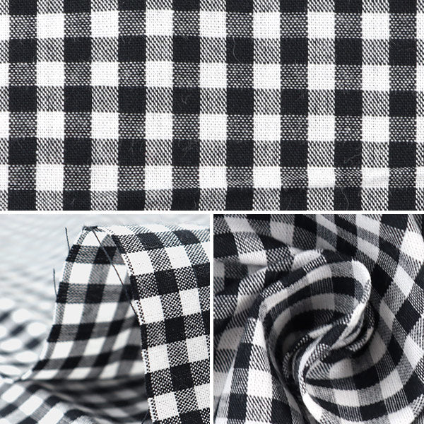 [From quantity 5] Fabric "Dyeing Gingham Naka Black Co-Gim-BK"