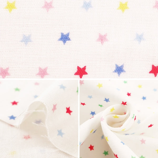 [來自數量5] 織物 『雙層紗布 （雙紗布）Holdy Collection Star圖案白色GH13044S-A]