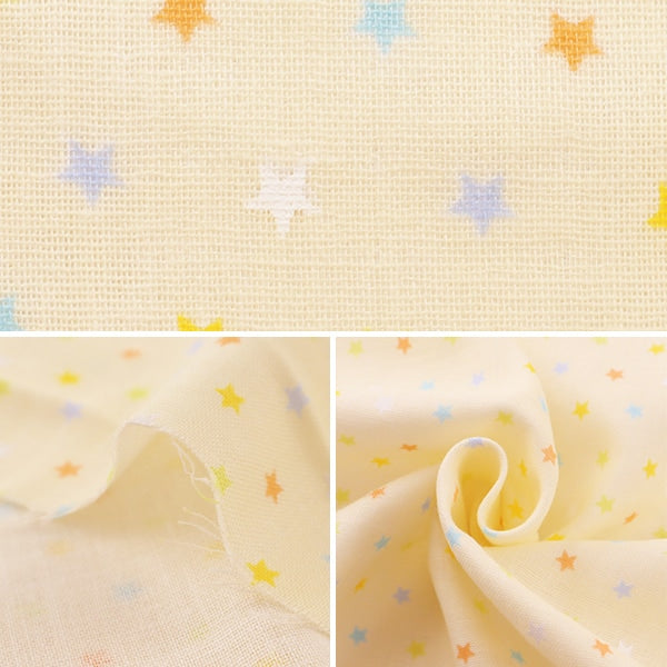 [From quantity 5] Fabric 『double gauze (Double gauze) Homy Collection Star pattern Yellow GH13044S-C]