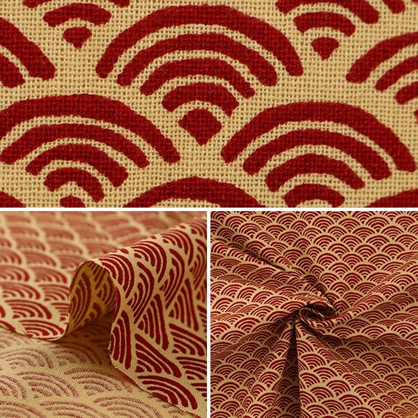 [From quantity 5] Fabric 『Sheeting Japanese pattern Aomi wave red 88220-1-1]