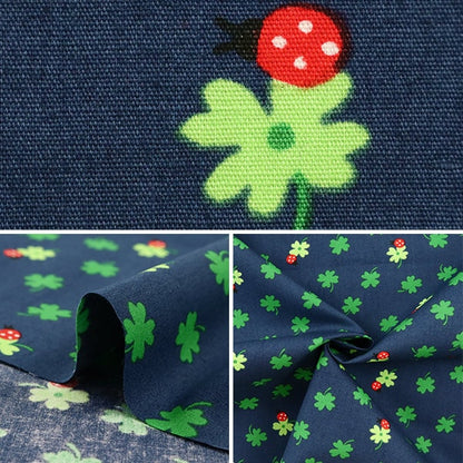 [From quantity 5] Fabric "Broadtoned insects and Clover Navy KTS5321-D" COTTON KOBAYASHI