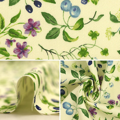 [From quantity 5] Fabric "Twill Print Fruit & Flower Pattern Blue KSP4894-B" COTTON KOBAYASHI