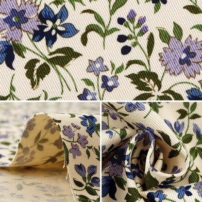 [From quantity 5] Fabric "Twill printed small floral pattern generation x blue KTS2215-B" COTTON KOBAYASHI