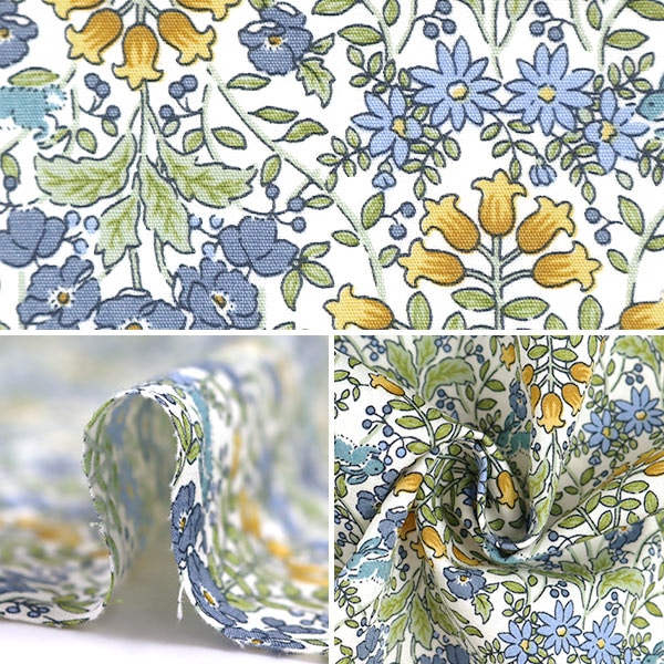 [From quantity 5] Fabric "Broadprint Flower pattern Blue KTS6084-C" COTTON KOBAYASHI