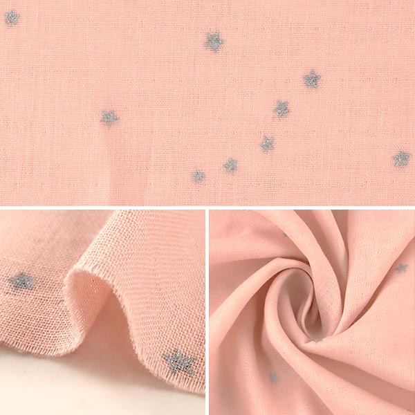 [From quantity 5] Fabric 『double gauze Star pattern powder pink KTS6430-P] COTTON KOBAYASHI