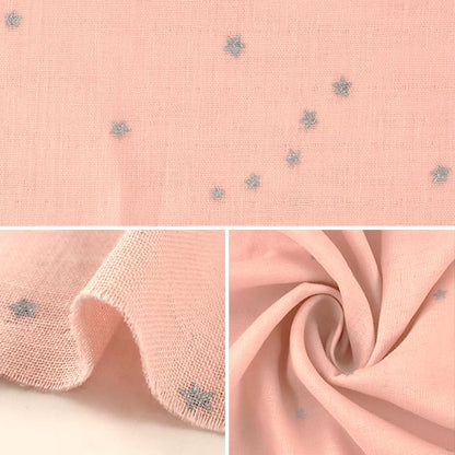 [From quantity 5] Fabric 『double gauze Star pattern powder pink KTS6430-P] COTTON KOBAYASHI
