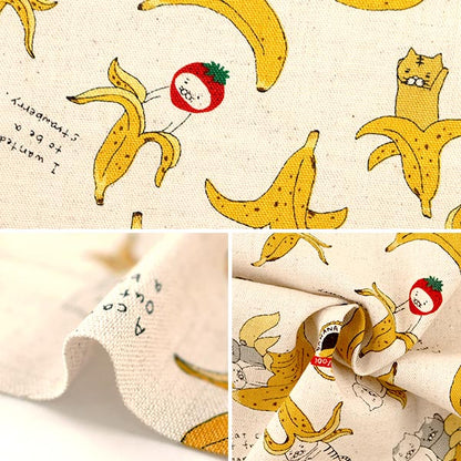 [From quantity 5] Fabric "Cotton hemp canvas bananan cat generation KTS6496-A" COTTON KOBAYASHI