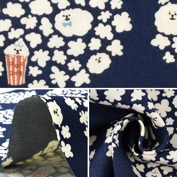 [From quantity 5] Fabric "10th canvas popcorn dog navy KTS6615-C" COTTON KOBAYASHI