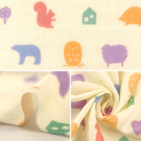 [From quantity 5] Fabric "Kippis (Kippis) double gauze(Double gauze) Print animals KPW-40C]