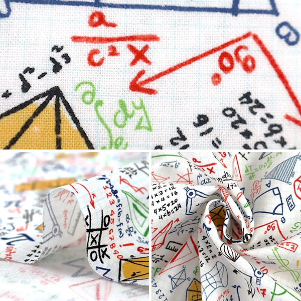 [From quantity 5] Fabric "Inkjet print Mathematics C8230-WHITE" USA cotton