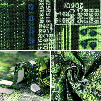 [From quantity 5] Fabric "Inkjet print electronic circuit C8326-GREEN" USA cotton