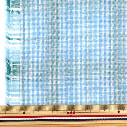 [From quantity 5] Fabric 『double gauze(Double gauze) Check pattern reversible blue TAF-11]